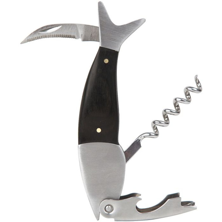 Kikkerland Dark Wood Fish Corkscrew Ba17-Bk