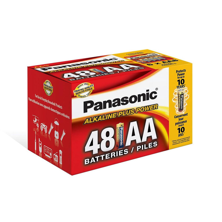 Panasonic Alkaline Size "AA" Plus Power 1 box = 48 batteries Blister Box