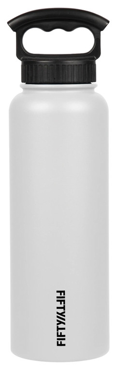 FIFTY/FIFTY  INSULATED BOTTLE | 40 OZ | WINTER WHITE W/ 3 FINGER GRIP CAP