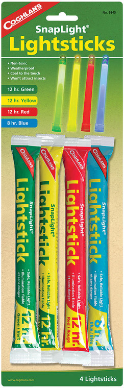 COGHLANS SNAPLIGHT LIGHTSTICK ASSORTED COLORS 4 PK