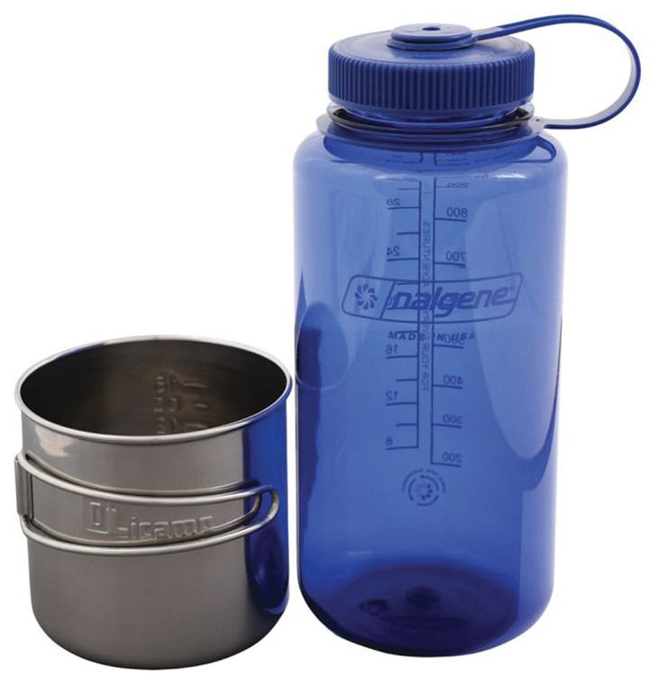 OLICAMP  SPACE SAVER CUP STAINLESS STEEL + WM 1 QT DENIM NALGENE SUSTAIN