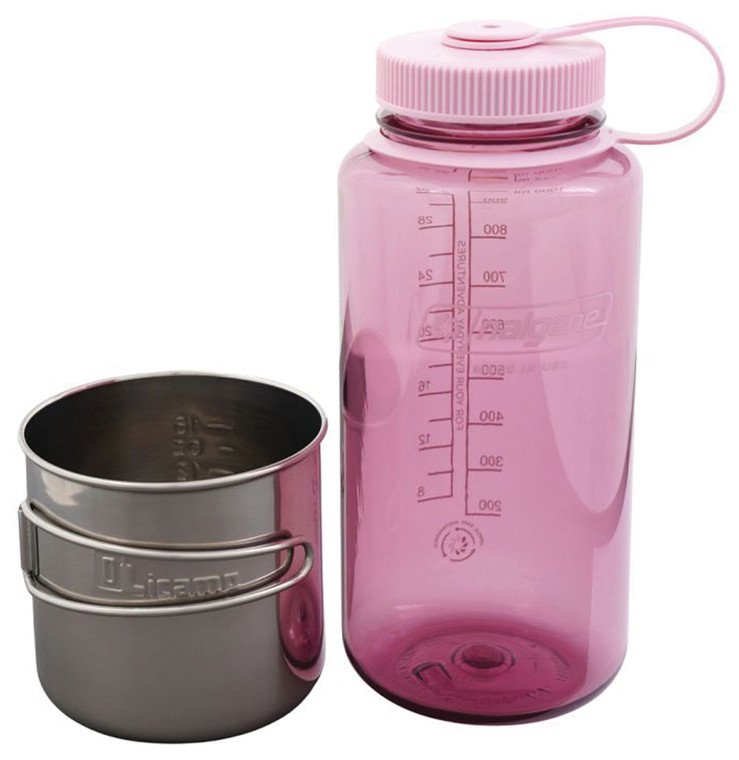 OLICAMP  SPACE SAVER CUP STAINLESS STEEL + WM 1 QT BLOSSOM NALGENE SUSTAIN