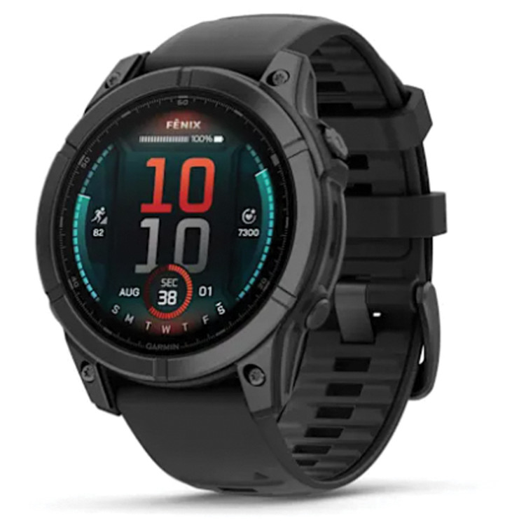 GARMIN  FENIX E SLATE 47MM | GREY WITH BLACK SILICONE BAND