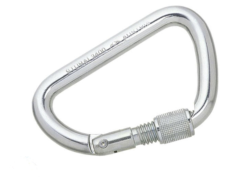 Stubai Asym D 34kn Steel Screwgate Carabiner With Easylock