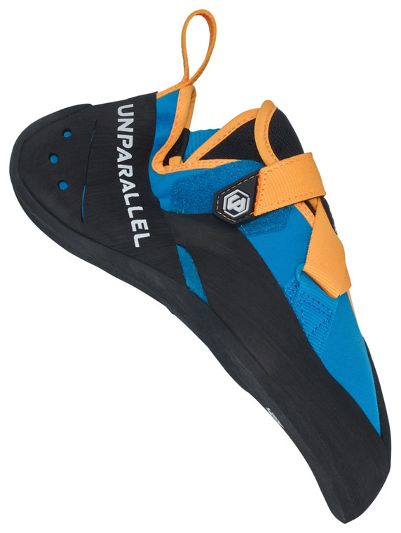Unparallel Lyra Climbing Shoe Deep Blue/Orange Pinch | Size 7.5