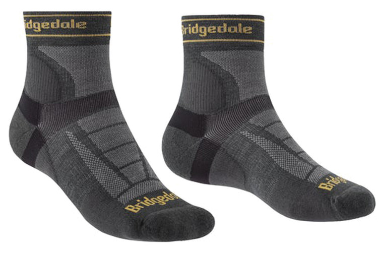 BRIDGEDALE  TRAIL RUN ULTRALIGHT MEN'S SOCKS 3/4 CREW MERINO | GUNMETAL | LARGE