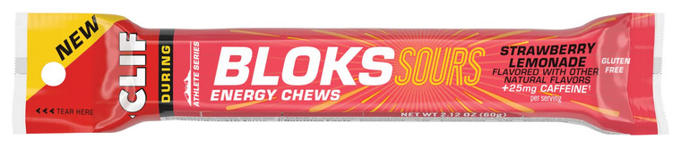CLIF SHOT BLOK SOURS STRAWBERRY LEMONADE W/ CAFFEINE | BOX OF 18