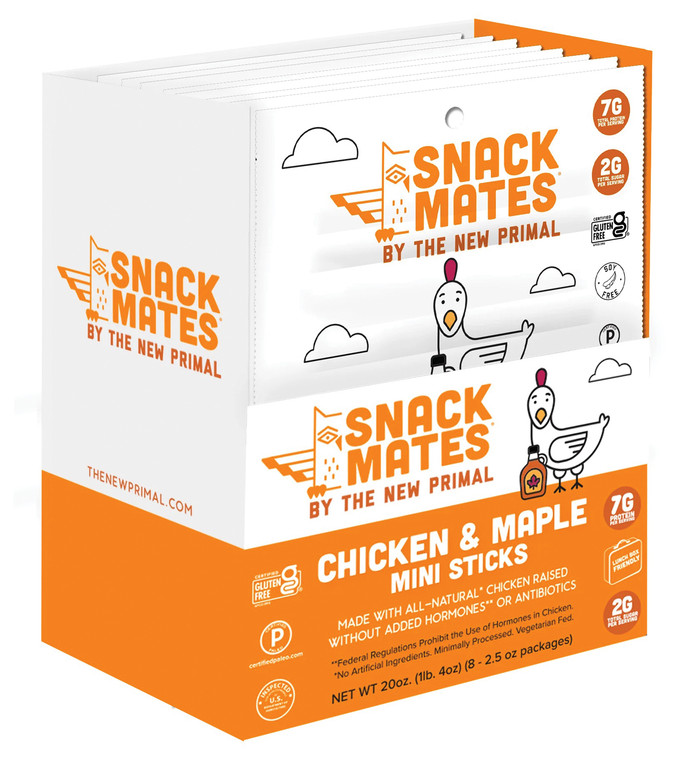 The New Primal Chicken And Maple Snack Mates Mini Sticks | Box of 8