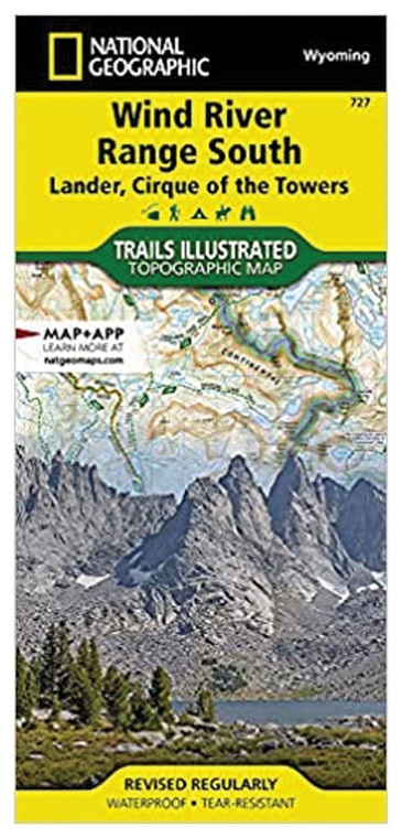 NATIONAL GEOGRAPHIC  WIND RIVER RANGE SOUTH MAP [LANDER, CIRQUE OF THE TOWERS]
