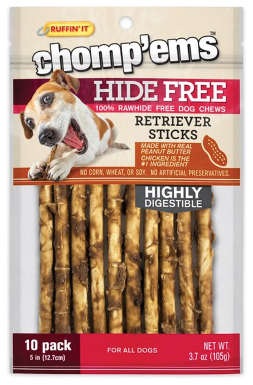 Ruffin' It Chomp'ems Hide Free Peanut Butter Sticks | 10 Pack