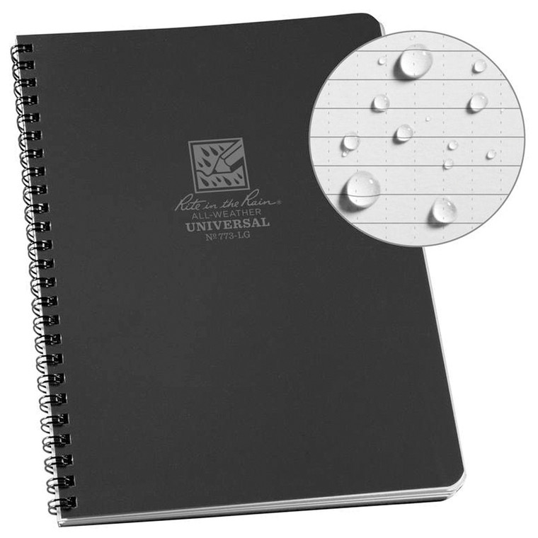 Rite In The Rain Side Spiral Notebook 6.625" X 8.5" | Black