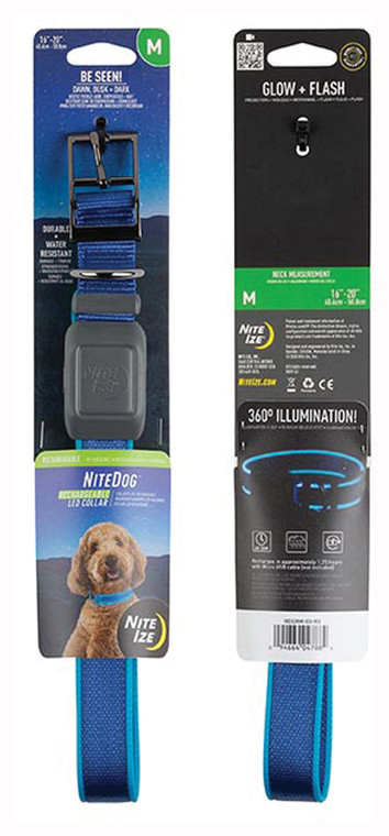 Nite Ize Nitedog Rechargeable LED Collar | Blue | Medium
