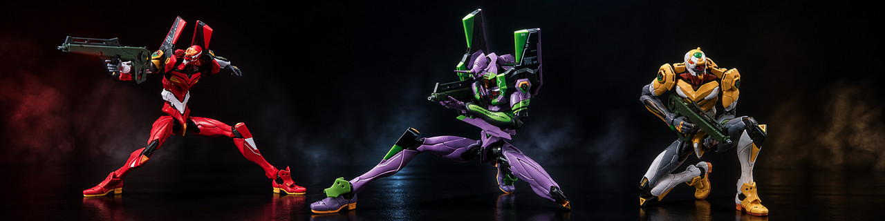 Neon Genesis Evangelion Unit-02, Unit-01, and Unit-00 Real Grade Models