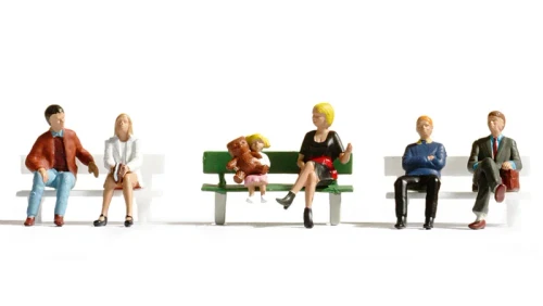 Noch HO Model Figures - Sitting People (with bench)