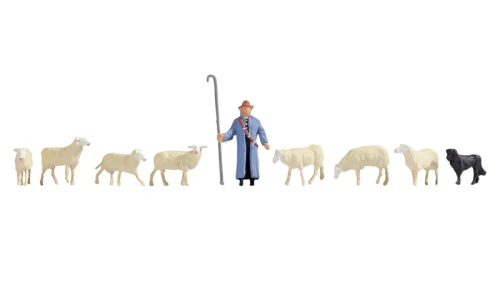 Noch HO Model Figures - Sheep & Shepherd