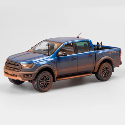 Authentic Collectables 1:18 Ford Ranger Raptor - Velocity Blue Dirty Version With Dog