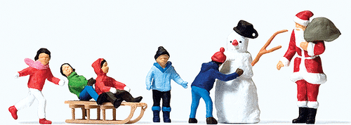Preiser HO Santa, Children, Snowman