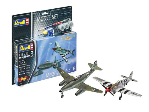 Revell 1:72 COMBAT SET Messerschmitt  ME262 & P51B Mustang Aircraft Plastic Model Set