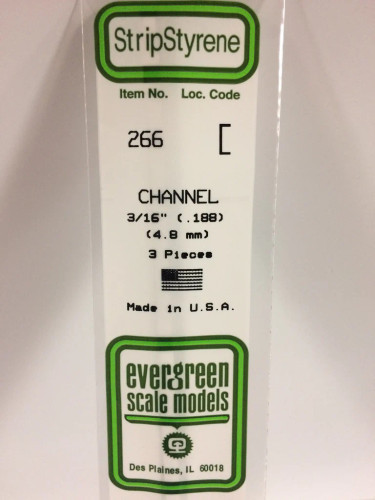 Evergreen Polystyrene White Channel 4.8 x 350mm (3 pcs)