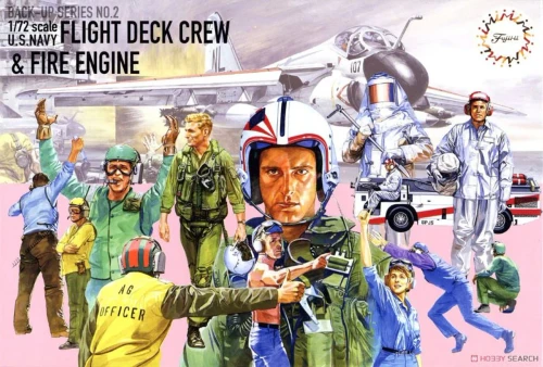 Fujimi 1:72 USN Flight Deck Crew & Fire Engine Plastic Model Kit