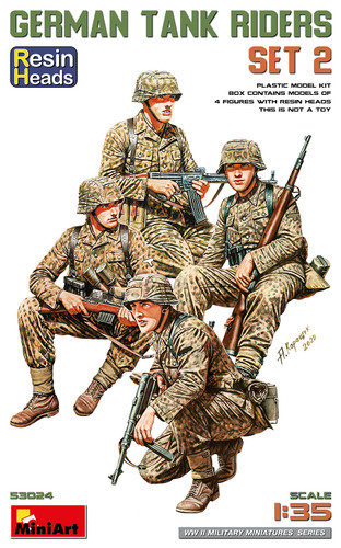 Mini Art 1:35 WWII German Tank Riders Set 2 "Resin Heads''  Plastic Model Kit