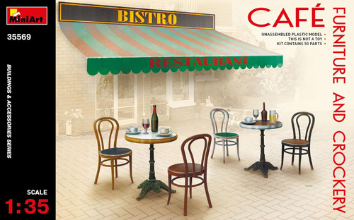 Mini Art 1:35 Café Furniture & Crockery Plastic Model Kit