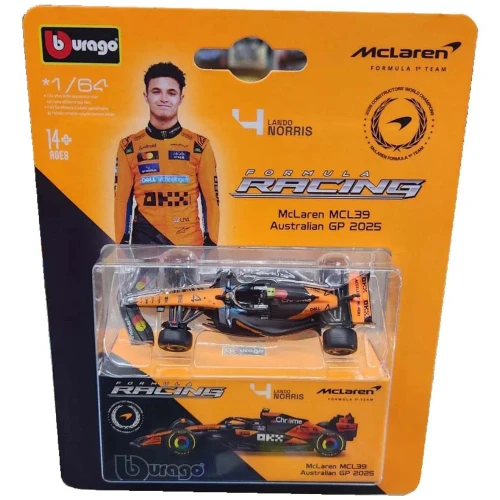 Bburago 1:64 2025 F1 McLaren MCL39 #4 Lando Norris (without helmet) Diecast Model