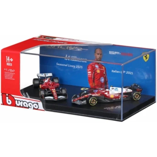 Bburago 1:64 2025 F1 Scuderia Ferrari SF-25 Leclerc #16 Twin Pack (without helmets) Diecast Models