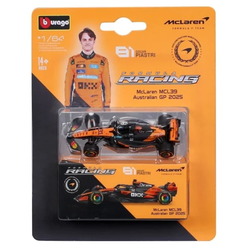 Bburago 1:64 2025 F1 McLaren Oscar Piastri #81 (without helmet) Diecast Model