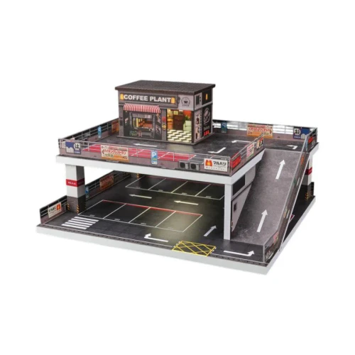 SCJ 1:64 Two Level Ramp Parking Lot Café Miniature Diorama