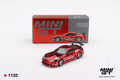 Mini GT 1:64 Toyota Supra (A80) Top Secret GT-300 Red Chrome Diecast Model
