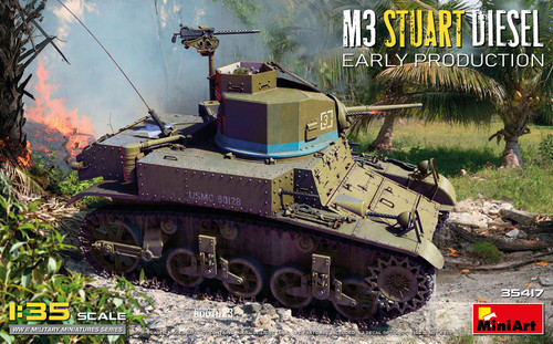 Mini Art 1:35 M3 Stuart Diesel Early Production Light Tank Plastic Model Kit