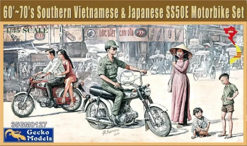 Gecko Models 1:35 60-70s Southern Vietnamese/Japanese Motorbike Set Plastic Model Kit