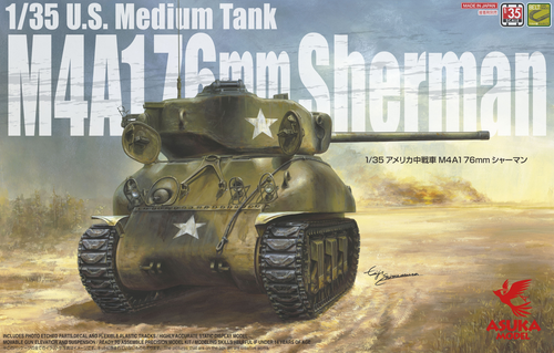 Asuka Model 1:35 U.S. Medium Tank M4A1 76mm Sherman Plastic Model Kit