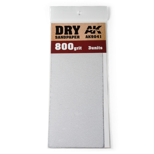 AK Interactive Dry Sandpaper 800 grit x 3 Sheet Pack
