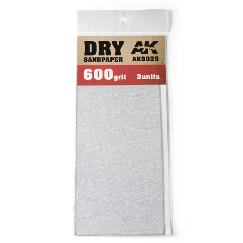AK Interactive Dry Sandpaper 600 grit x (3 sheet pack)