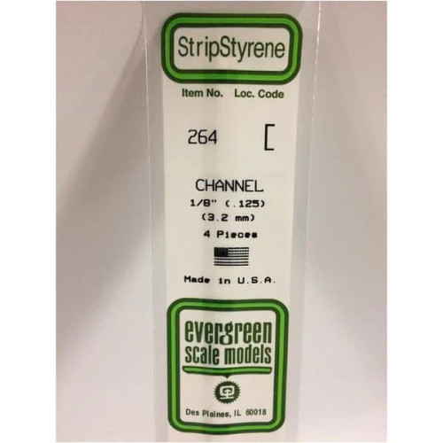 Evergreen Polystyrene  Channel  3.2 x 350mm  (4 pcs)