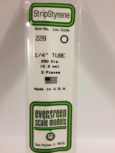 Evergreen Polystyrene White Round Tubing 6.3 OD x 350mm (3 pcs)