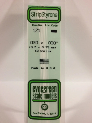 Evergreen Polystyrene  White Strips  0.5 x 0.75 x 350mm (10 pcs)