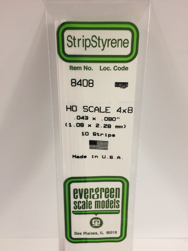 Evergreen Polystyrene HO Strips 1.1mm x 2.3mm x 35cm (10 pcs)