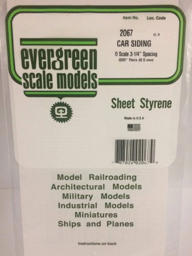 Evergreen Polystyrene White O Scale Freight Car Siding 0.5 mm Thick Sheet 15 x 30cm (1 pc)