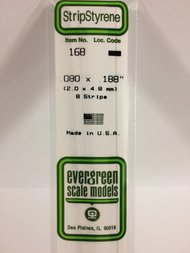 Evergreen Polystyrene White Strips 2.0 x 4.8 x 350mm (8 pcs)