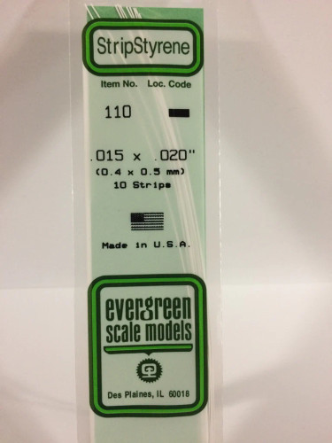Evergreen Polystyrene White Strips 0.4 x 0.5 x 350mm  (10 pcs)
