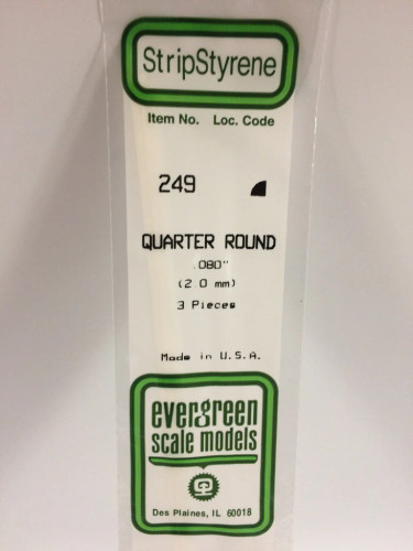Evergreen Polystyrene White Quarter Round 2.0 x 350mm (3 pcs)