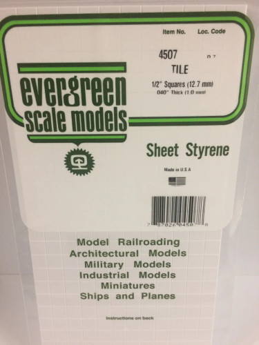 Evergreen Polystyrene 12.7 x 12.7mm White Squares Tile 15 x 30cm (1 pc)