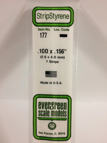 Evergreen Polystyrene White Strips 2.5 x 4.0 x 350mm (7 pcs)