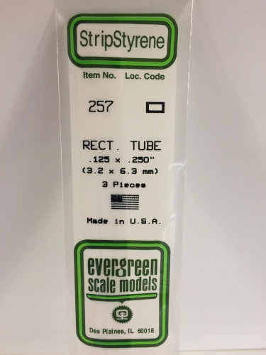 Evergreen Polystyrene White Rectangular Tube 3.2 x 6.3 x 350mm (3 pcs)