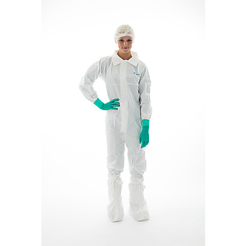 coveralls with collar, anti-static, white, sterile, m