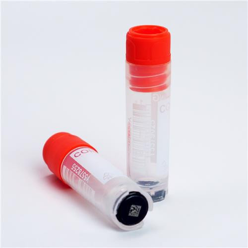 2ml external threaded polypropylene cryogenic vial with 1d and 2d barcodes