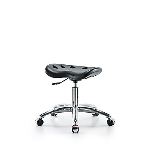 polyurethane tractor desk height stool, chrome base, glides, blue